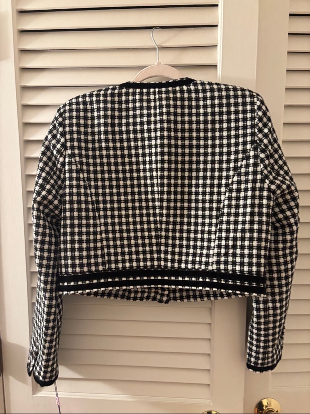 New Avec Les Filles Black and White Tweed Cropped Jacket - Picture 10 of 10